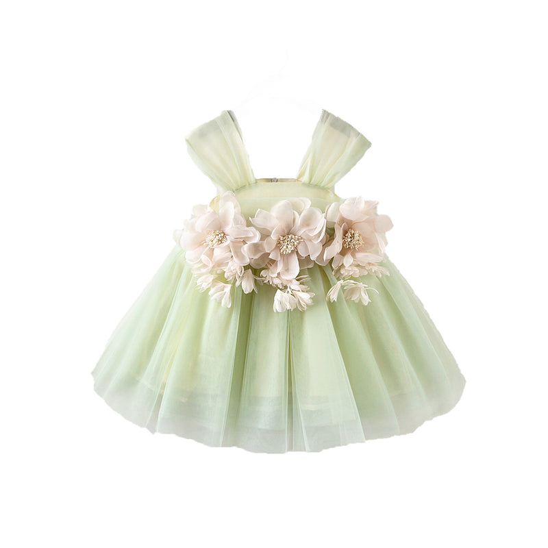 Baby Flower Girl Dress Toddler Birthday Party Dress Summer Green Cake Puffy Girl Formal Dresses