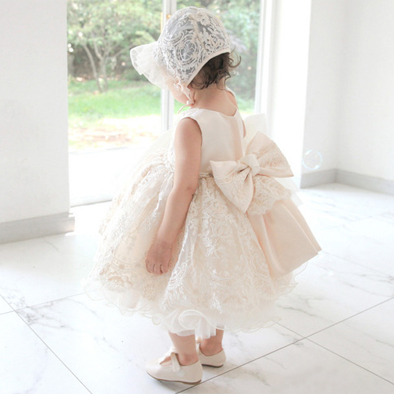 Baby Girl White Puffy Wedding Flower Girl Dress Christening Dress Princess Dress Easter Dress For Toddler
