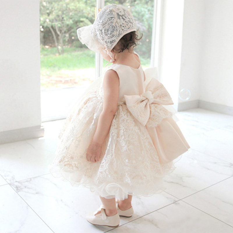 Baby Girl White Puffy Wedding Flower Girl Dress Christening Dress