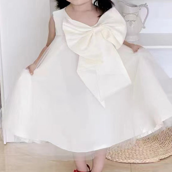 First Communion Dress Girl Formal Princess Dress Summer Bowknot Birthday Party Dress