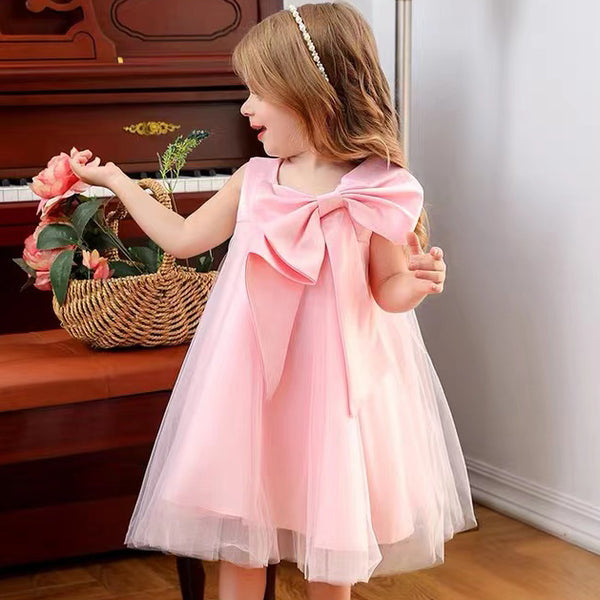 First Communion Dress Girl Formal Princess Dress Summer Bowknot Birthday Party Dress