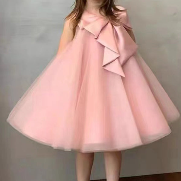 First Communion Dress Girl Formal Princess Dress Summer Bowknot Birthday Party Dress