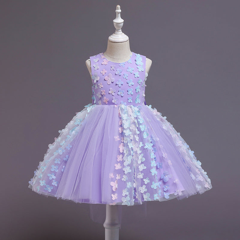 Baby Girl Easter Dress Princess Dress Sweet Sleeveless Applique Puffy Girl Dress Party Dress Easter Dress For Girl