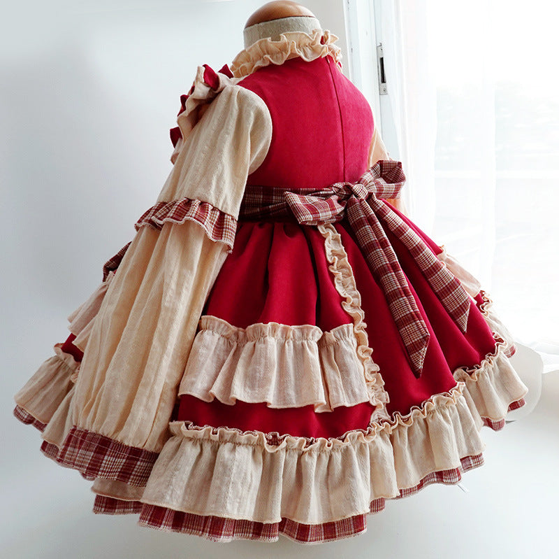 Baby Girl Princess Dress Autumn Winter Long Sleeve Retro Palace Birthday Dress