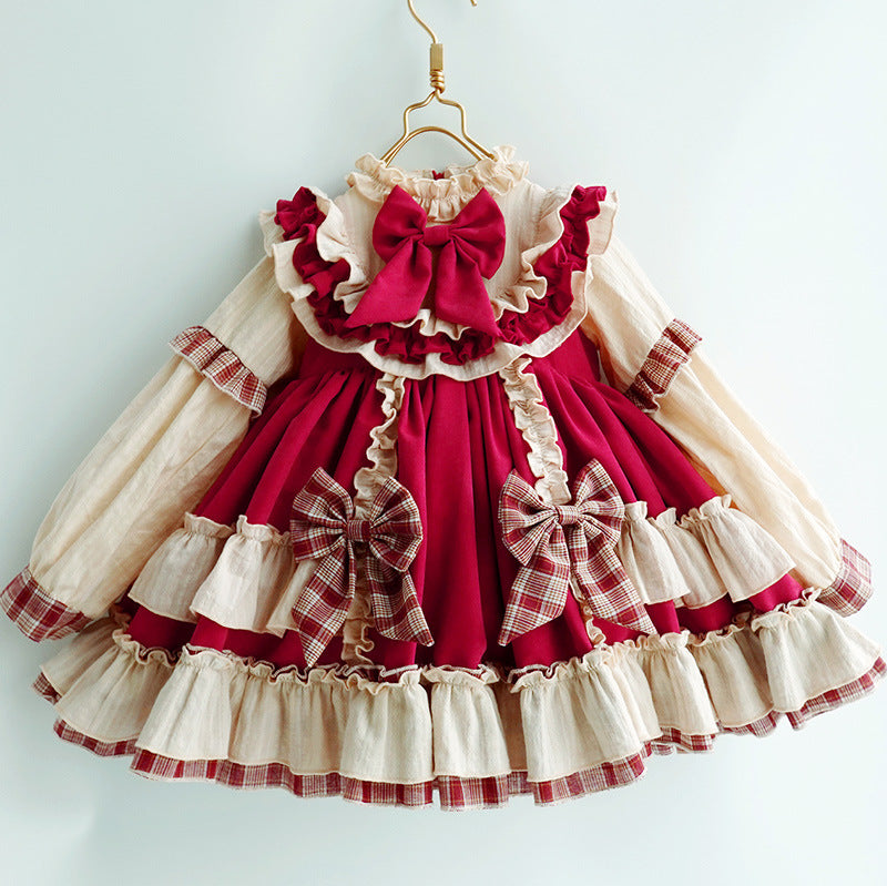 Baby Girl Princess Dress Autumn Winter Long Sleeve Retro Palace Birthday Dress