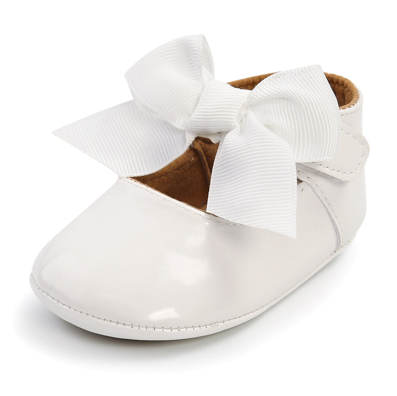 Baby Girl Dress Shoes Infant Party Bowknot Shoes, White / 0-6 Months (11cm)