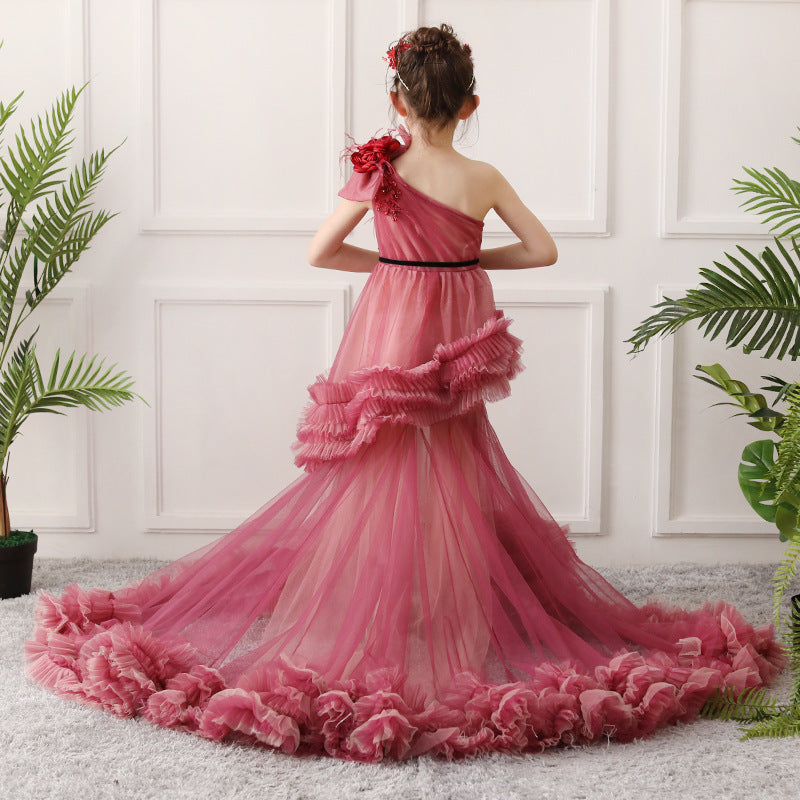Flower Girl Dress Little Girl Summer Gorgeous Floral Trailing Princess Dress