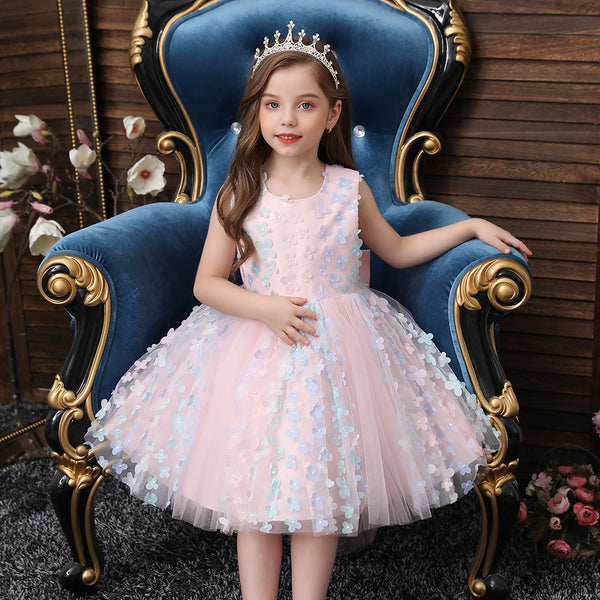 Baby Girl Easter Dress Princess Dress Sweet Sleeveless Applique Puffy Girl Dress Party Dress Easter Dress For Girl