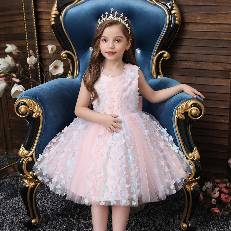 Baby Girl Easter Dress Princess Dress Sweet Sleeveless Applique Puffy Girl Dress Party Dress Easter Dress For Girl