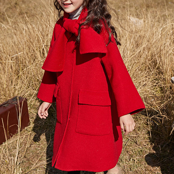 Girls Warm Double-sided Wool Long Coat