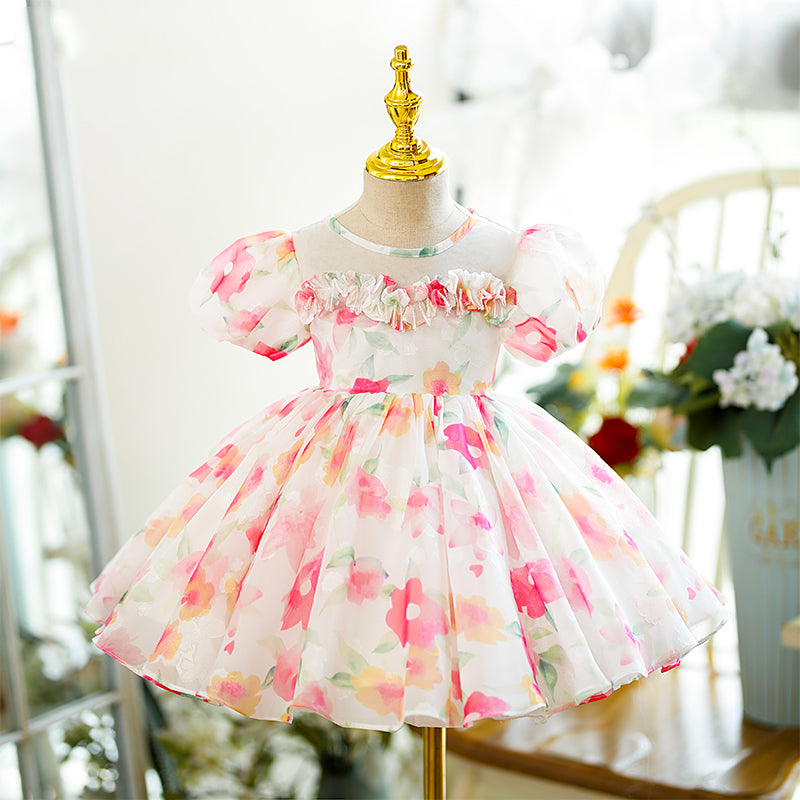Baby Girl Puffy Flower Birthday Party Princess Dress