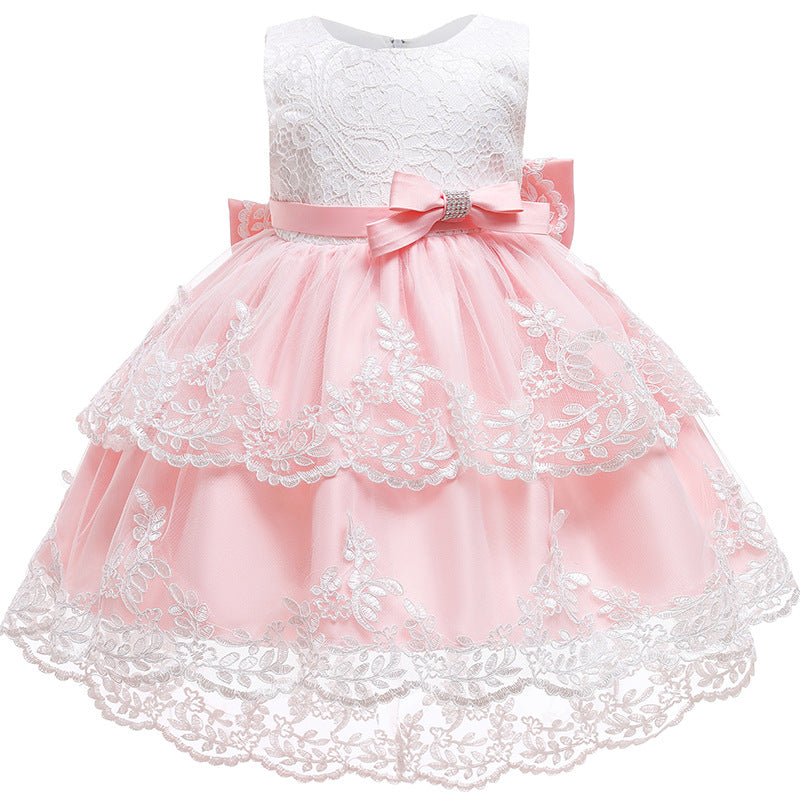 Baby Girl Birthday Party Dresses Toddler Bow Puffy Prom Dresses