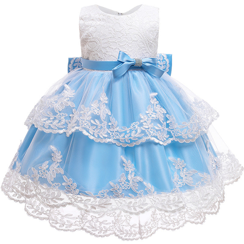 Baby Girl Birthday Party Dresses Toddler Bow Puffy Prom Dresses