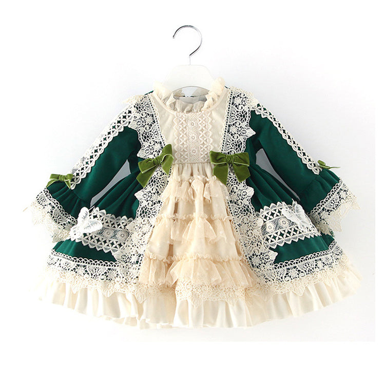 Baby Girl First Communion Dress Toddler Birthday Party Lace Floral Cake Formal Dress