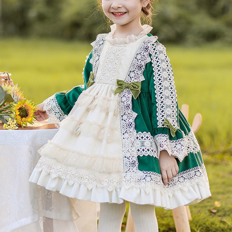 Baby Girl First Communion Dress Toddler Birthday Party Lace Floral Cake Formal Dress