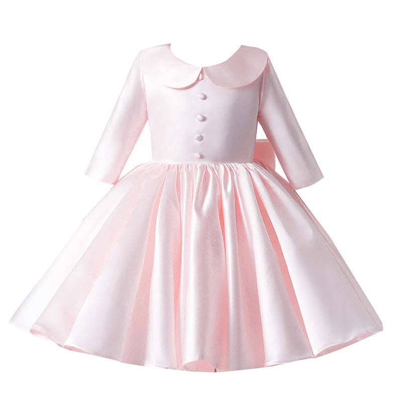 Baby Girl Pink Long Sleeve Doll Collar Puffy Princess Party Dress Baby Girl Pink Long Sleeve Doll Collar Puffy Princess Party Dress