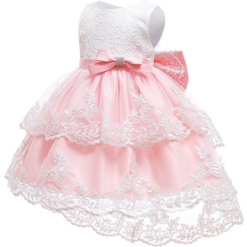 Baby Girl Birthday Party Dresses Toddler Bow Puffy Prom Dresses