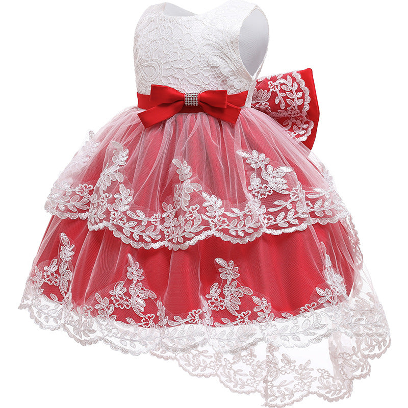 Baby Girl Birthday Party Dresses Toddler Bow Puffy Prom Dresses