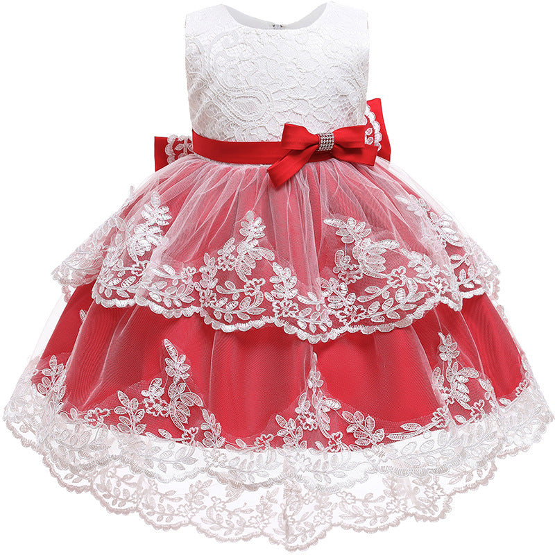 Baby Girl Birthday Party Dresses Toddler Bow Puffy Prom Dresses