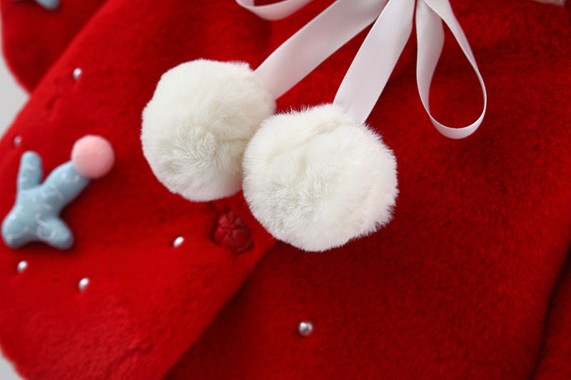 Winter Baby Girls Princess Fur Hoodie