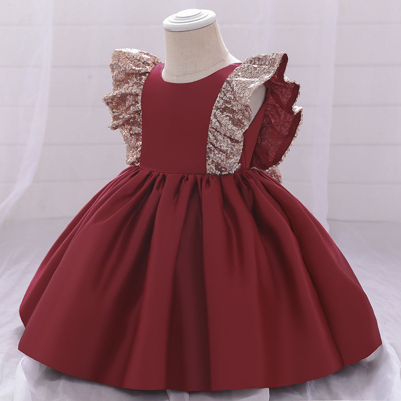 Baby Girl Birthday Party Dresses Toddler Summer Cute Sequins Bow Gowns Princess Dress