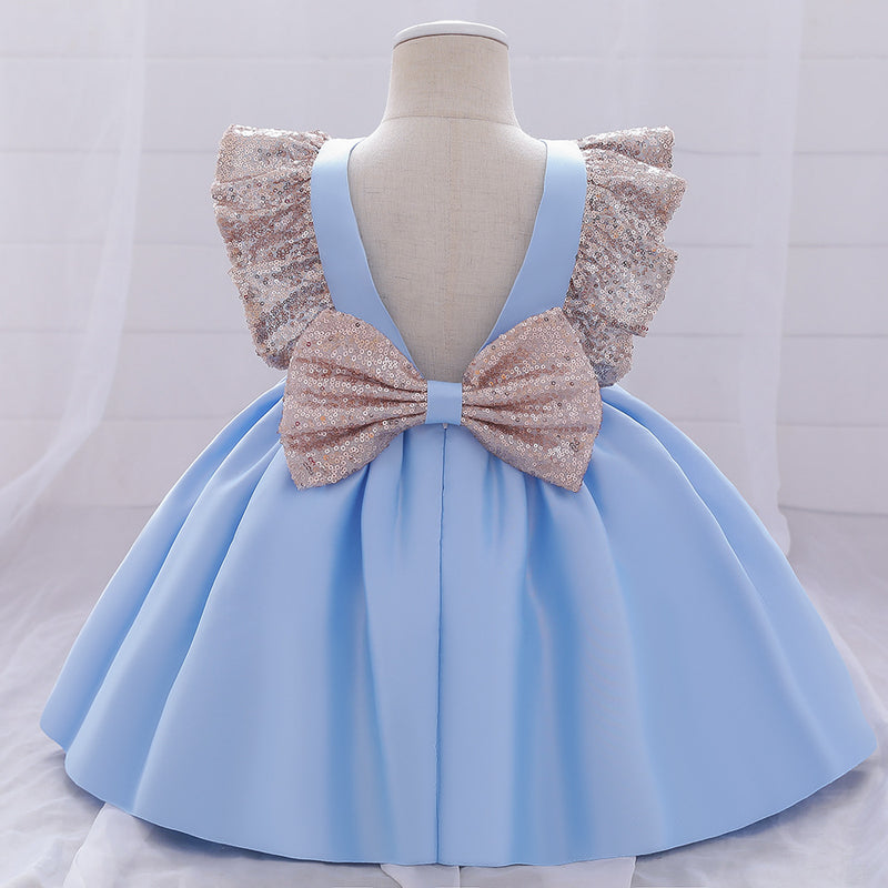 Baby Girl Birthday Party Dresses Toddler Summer Cute Sequins Bow Gowns Princess Dress