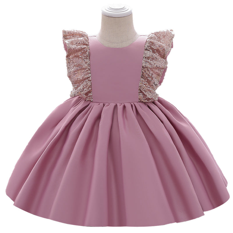 Baby Girl Birthday Party Dresses Toddler Summer Cute Sequins Bow Gowns Princess Dress