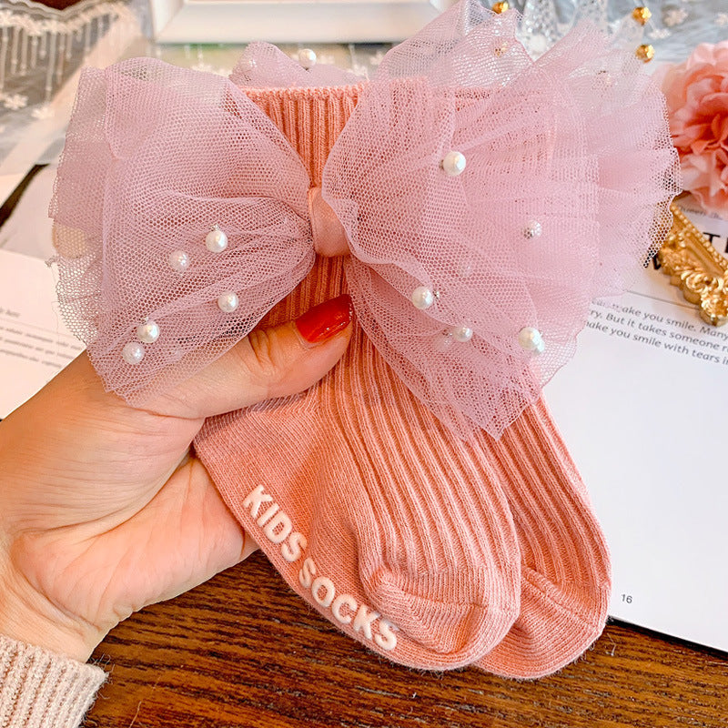 Cute Autumn Baby Girls Bow Socks