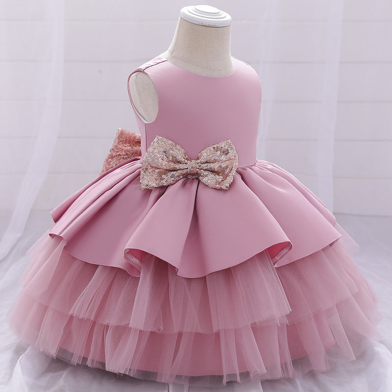 Baby Girl Princess Dress Toddler Sequined Bow Birthday Party Dress