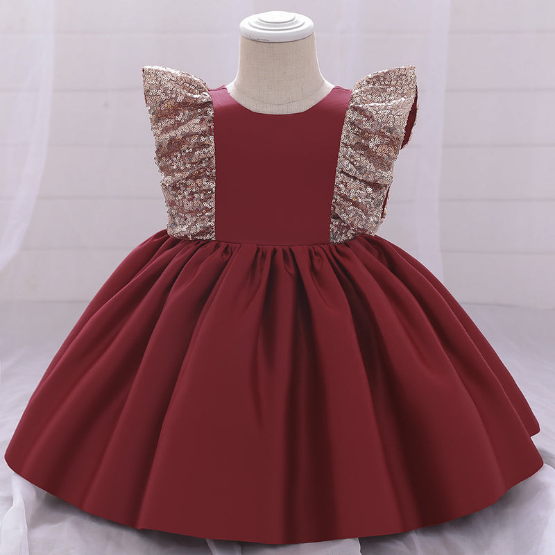 Baby Girl Birthday Party Dresses Toddler Summer Cute Sequins Bow Gowns Princess Dress