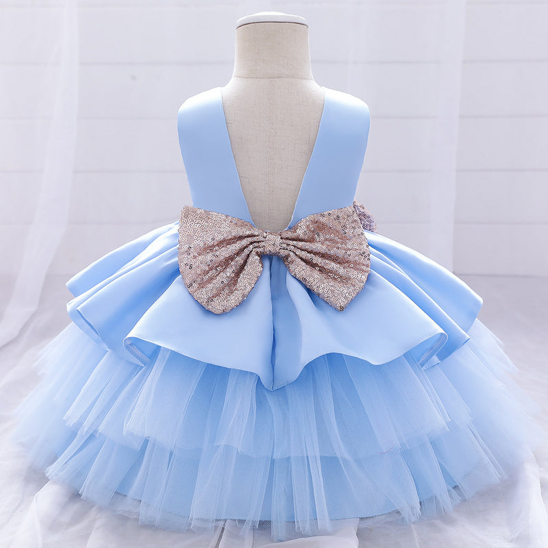 Baby Girl Princess Dress Toddler Sequined Bow Birthday Party Dress