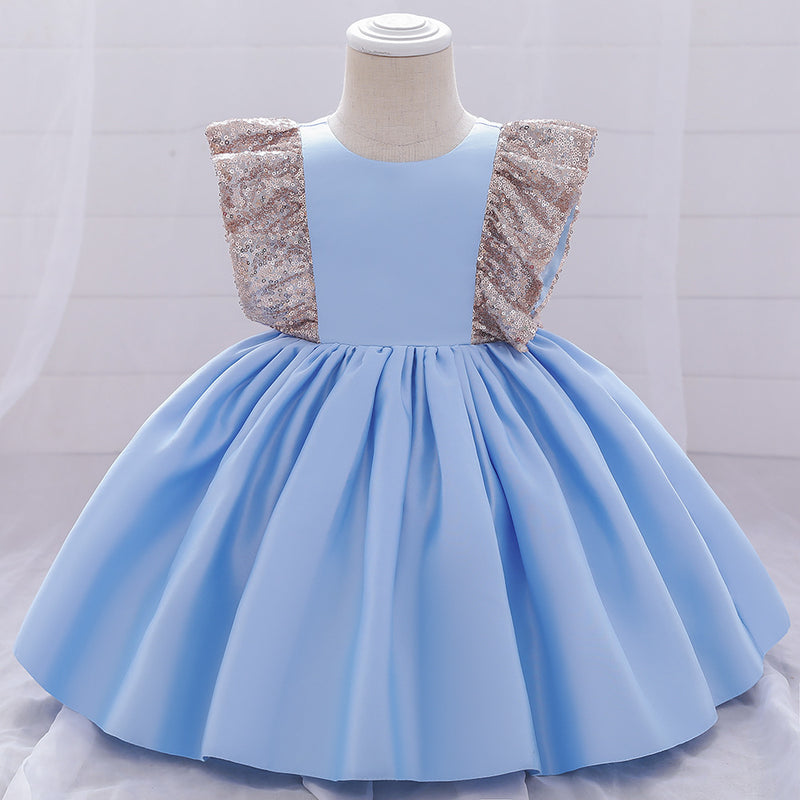 Baby Girl Birthday Party Dresses Toddler Summer Cute Sequins Bow Gowns Princess Dress