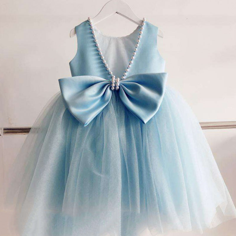 Marryshe - Little Girl Dresses - Baby Girl Summer Pageant Princess Dresses Girls Blue Bow Puffy Birthday Party Dress, Blue / 3-4 Years (110cm) Marryshe - Little Girl Dresses - Baby Girl Summer Pageant Princess Dresses Girls Blue Bow Puffy Birthday Party Dress, Blue / 3-4 Years (110cm)