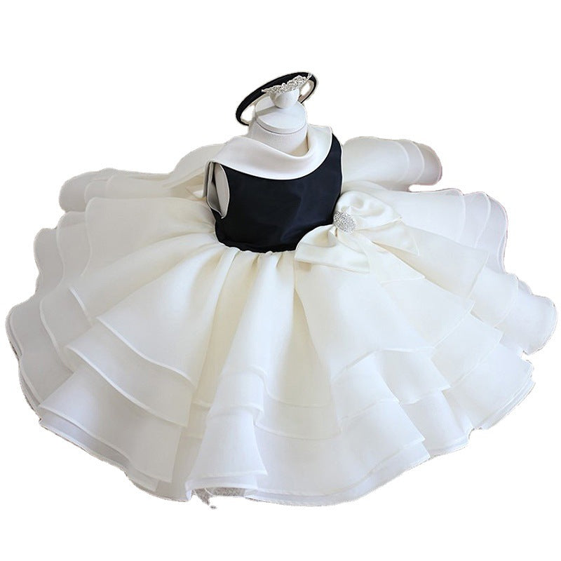 Elegant White Baby Girl Dress Toddler Birthday Princess Dress