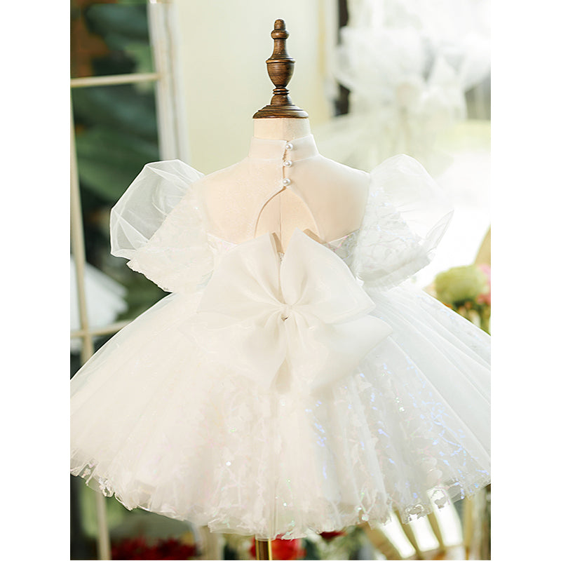 Baby Girl Dress Toddler Summer White Sequins Princess Party Christening Dress