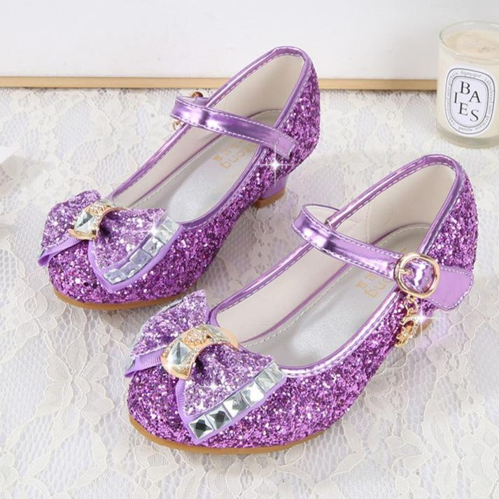 Girls Sequins Bow Princess Pearl Dress Shoe