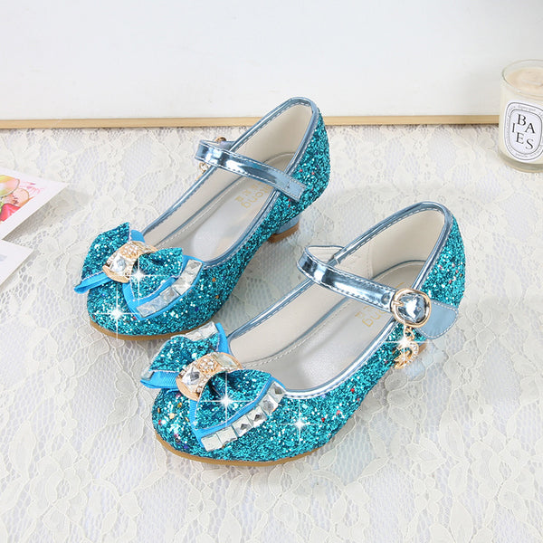 Girls Sequins Bow Princess Pearl Dress Shoe