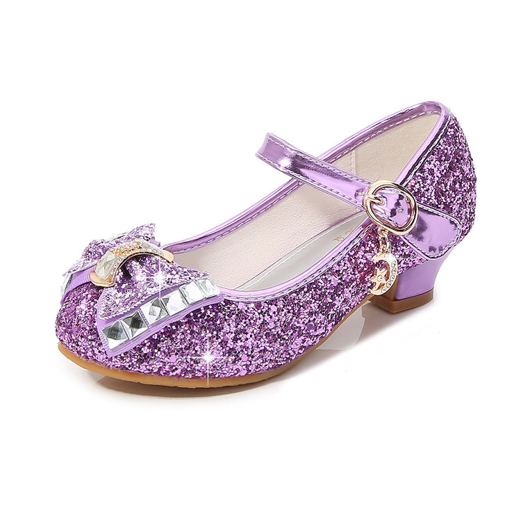 Girls Sequins Bow Princess Pearl Dress Shoe