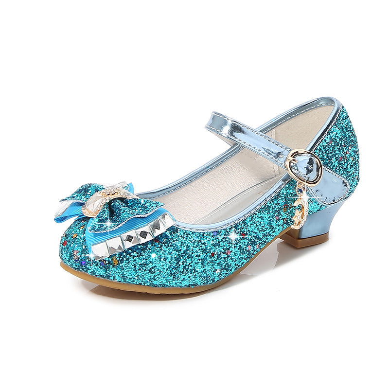 Girls Sequins Bow Princess Pearl Dress Shoe