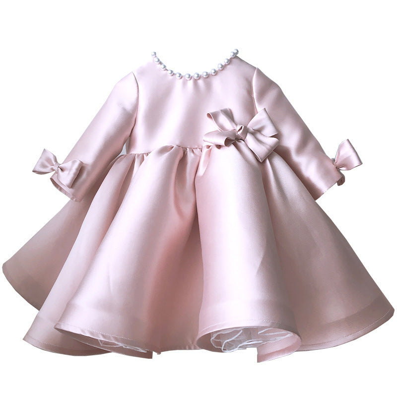 Girl Christmas Dress Baby Girl Princess Dress Long Sleeve Bow Fluffy Formal Baby Girl Dresses Birthday Party Dress