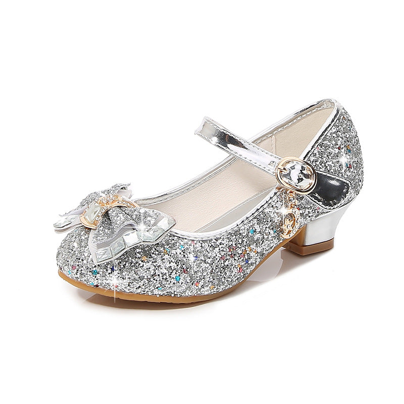 Girls Sequins Bow Princess Pearl Dress Shoe