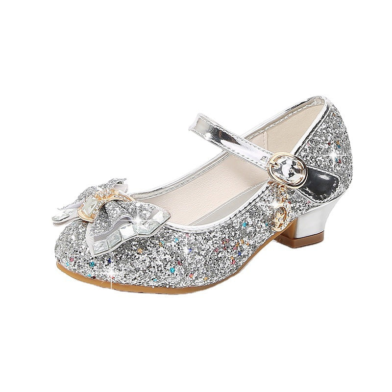 Girls Sequins Bow Princess Pearl Dress Shoe