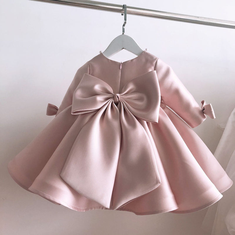 Baby Girl Princess Dress Long Sleeve Bow Fluffy Formal Baby Girl Dresses Birthday Party Dress