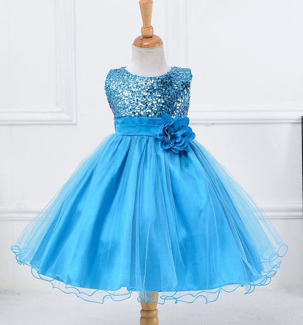 Toddler Girl Sleeveless Sequin Flower Girl Dress Princess Party Dress