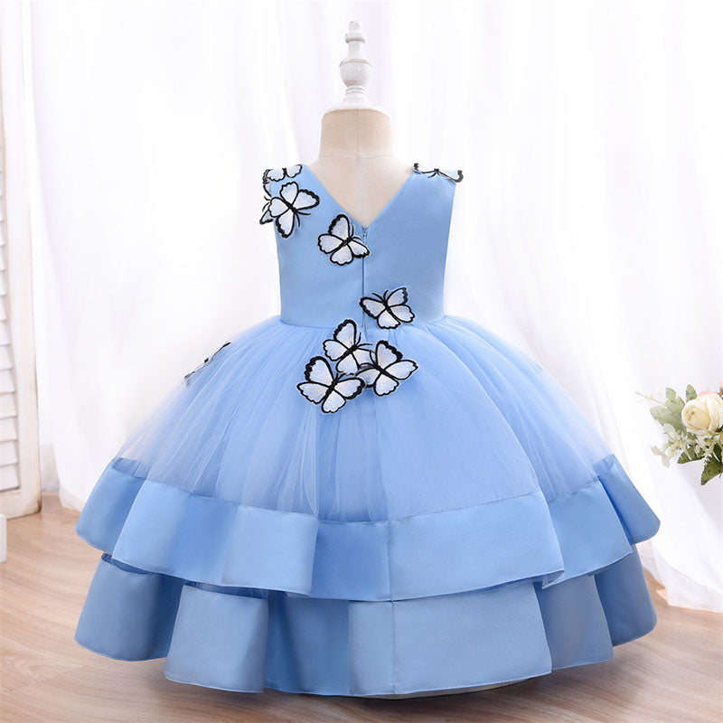 Baby Girl Party Dresses Girl Formal Princess Butterfly  Cake Sleeveless Dress