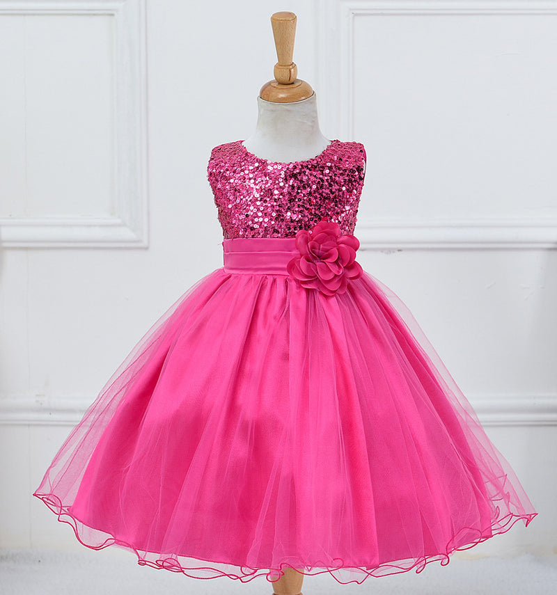 Toddler Girl Sleeveless Sequin Flower Girl Dress Princess Party Dress