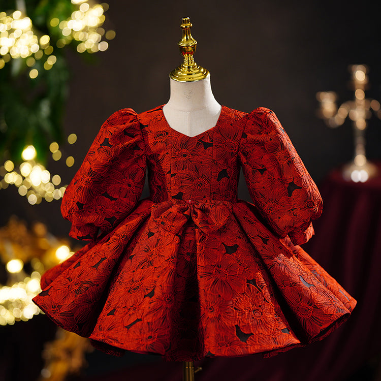 Cute Baby Red Princess Birthday Party Dress