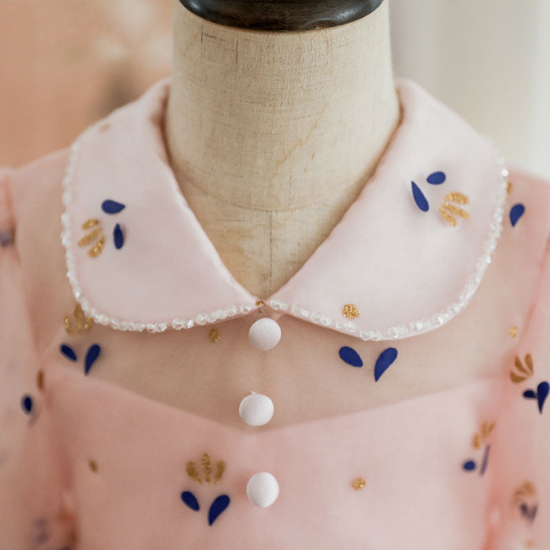 Pink Print Doll Collar Princess Dress