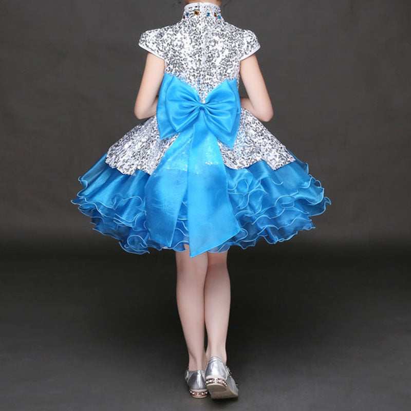 Toddler Ball Gowns Girl Sequins Fluffy Tail Princess Party Pageant Dress