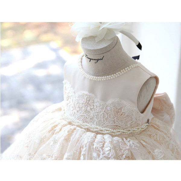 Baby Girl White Puffy Wedding Flower Girl Dress Christening Dress Prin   marryshe